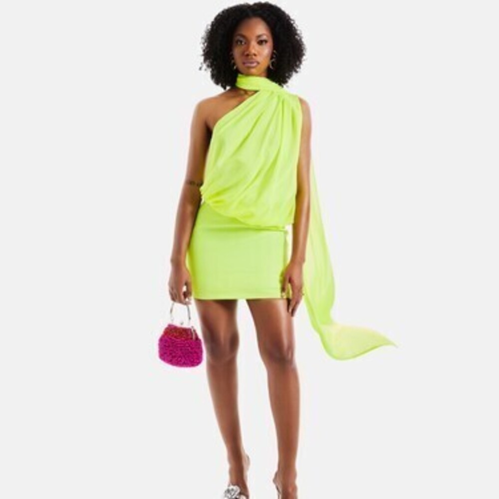 Hanifa Scarlett Scarf Dress - Bright Lime / L
